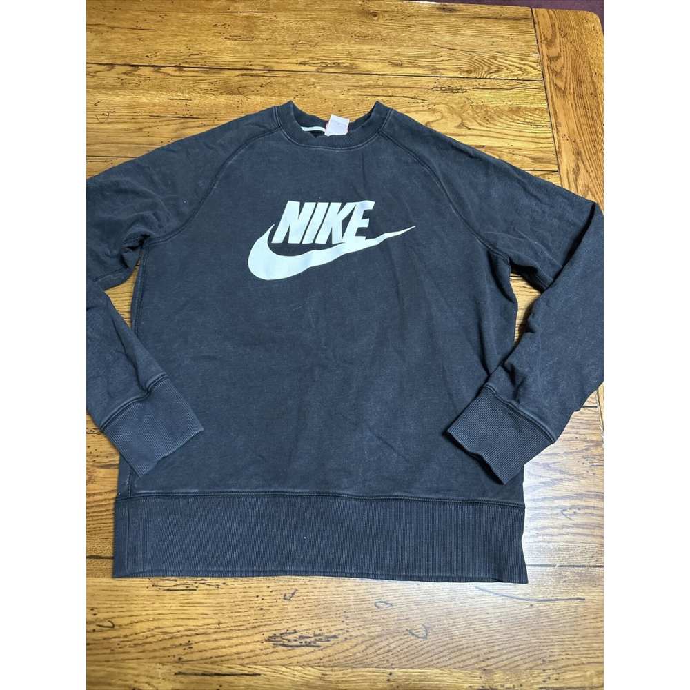 Vintage Nike R2 Spell Out Swoosh Graphic Crewneck Sweatshirt Black Size Medium